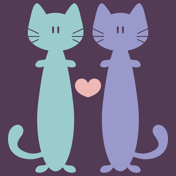 Two cute funny cats in love - Vetor, Imagem