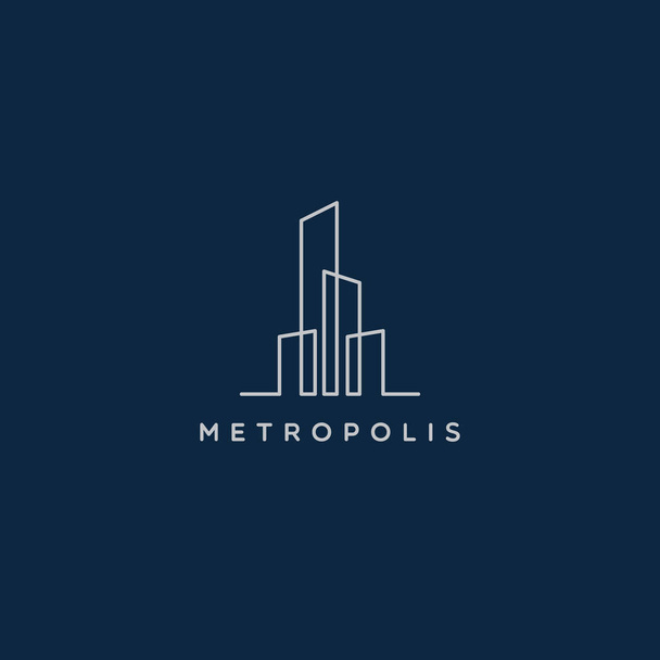 Yksinkertainen linja Art City Property Realty Logo merkki Symbol kuvake
 - Vektori, kuva