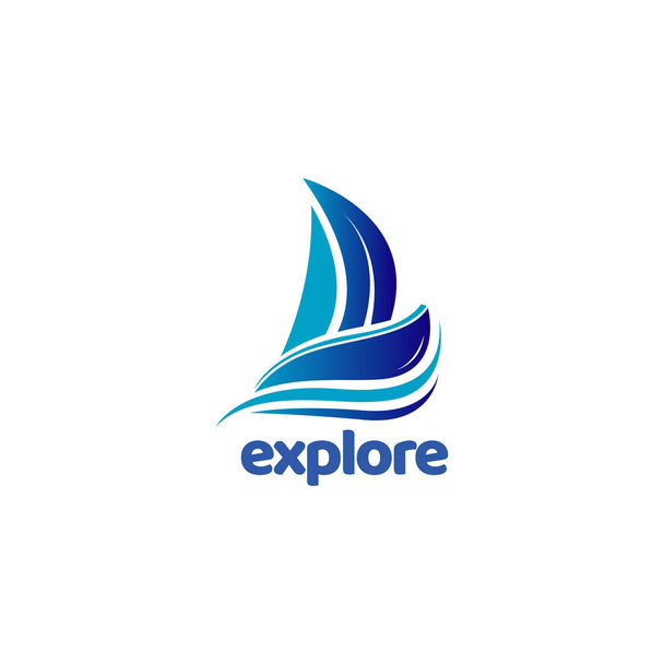 Modré plachty lodi prozkoumat Logo Symbol  - Vektor, obrázek