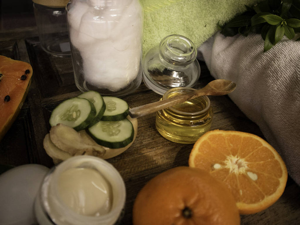 Organic skincare remedies styled with natural materials - Photo, Image