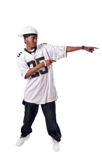 Cool hip-hop young man on white - Foto, Imagem