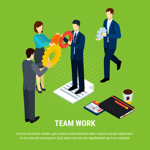 Geschäftliches Teamwork isometrischer Hintergrund - Vektor, Bild