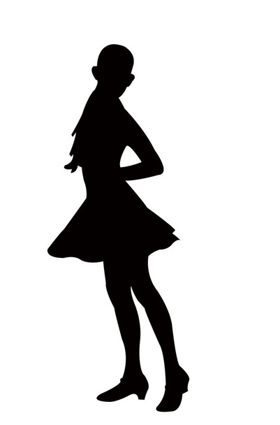 ein Teenager-Mädchen tanzt Silhouetten-Vektor - Vektor, Bild