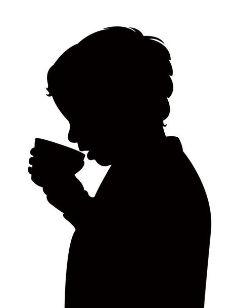 a child drinking, head silhouette vector - Вектор,изображение