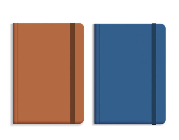 Set realistischer Abbildungen des Ledertagebuchs, isoliert auf weißem Hintergrund, mit Platz für Text - Vektor - Vektor, Bild