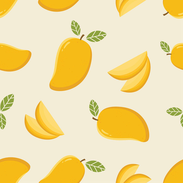 Patrón sin costuras con mango de dibujos animados. Fondo de patrón sin costuras de mango, fondo de mango. Fondo de frutas tropicales vectoriales
 - Vector, imagen