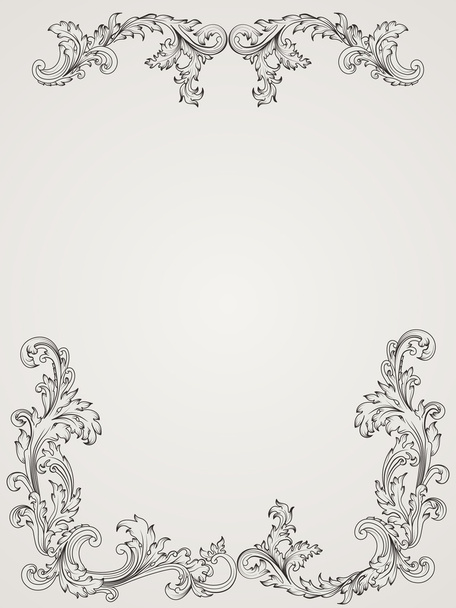 Moldura de borda vintage, padrão em estilo barroco. Desenho antigo
 - Vetor, Imagem