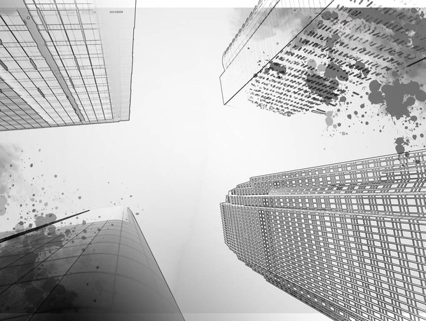 abstrakte moderne Architektur Hintergrund, Schwarz-Weiß-Bild  - Foto, Bild