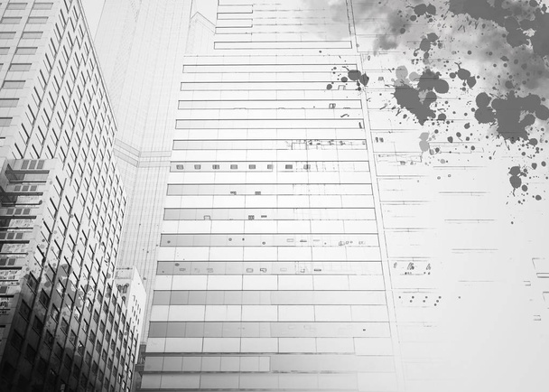 Abstract modern architecture background, black and white image  - Photo, Image