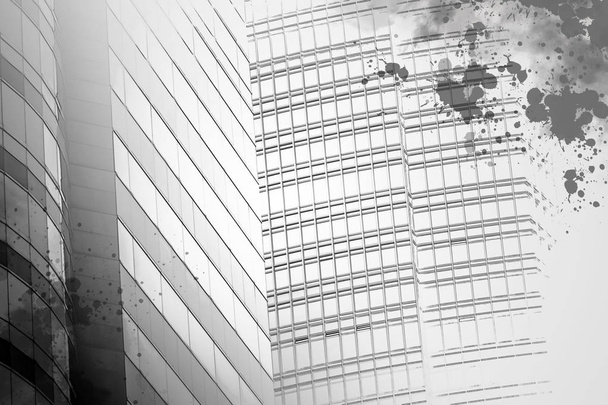 Abstract modern architecture background, black and white image  - Photo, Image