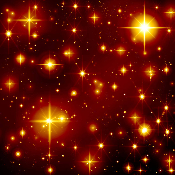 Abstract, Art, background ,background lovely ,bright, bright gold stars on black background, holiday ,decoration ,design, festive, sparkle, glow, gold, holiday, illustration, light, lighting effect, night, party, pattern, red, scattering stars, radia - Foto, Imagem