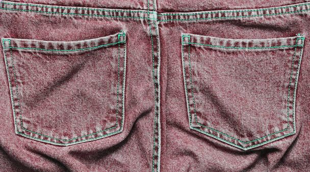 Textura s vráskami džíny. Zadní kapsy jean - Fotografie, Obrázek