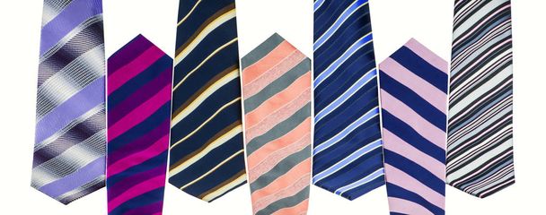 Closeup of an various elegant stylish ties isolated on a white background - Photo, Image