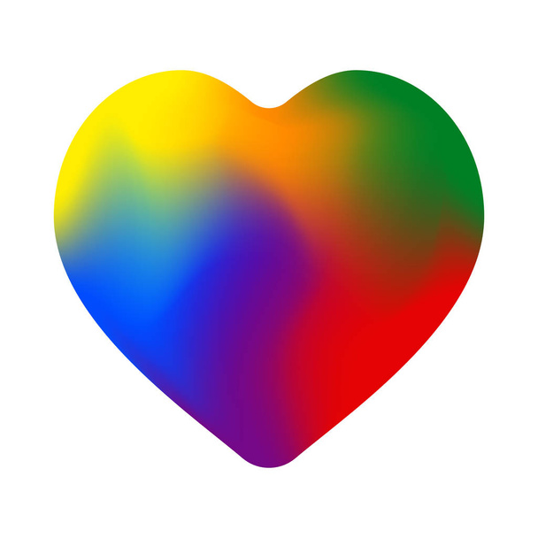 holographic fluid liquid heart heart shape in lgbt lesbian, gay, bisexual, transgender rainbow flag vibrant colorful colors isolated on white background. stock vector illustration clipart - Vector, imagen