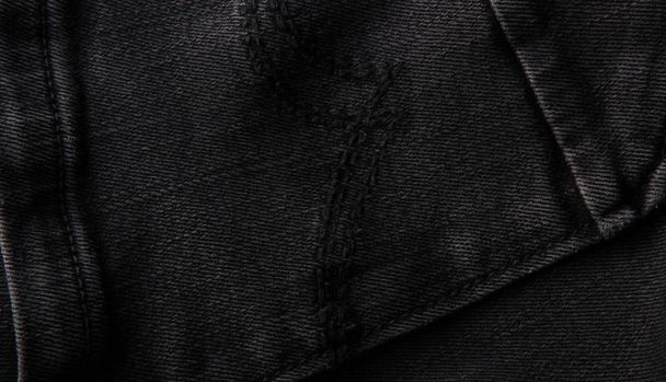 Black Jeans Texture Background - Photo, Image