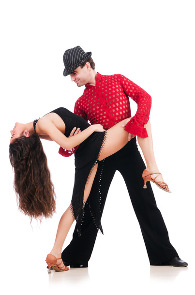 Táncosok párja elszigetelve a fehéren - Fotó, kép