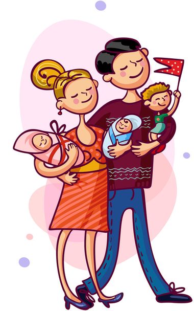 Familia feliz - Vector, Imagen