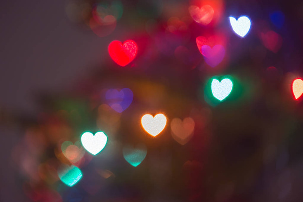 Abstract blurred background with heart shaped bokeh - Photo, image