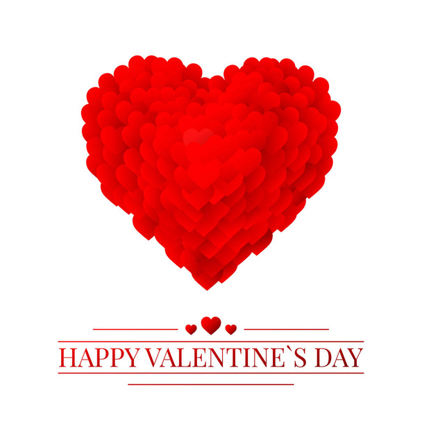 Red Valentines heart. Valentines composition of the hearts. Vector illustration. - Vektor, obrázek