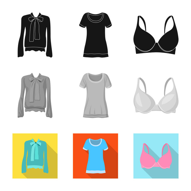 Isolated object of woman and clothing symbol. Set of woman and wear stock symbol for web. - Vektori, kuva