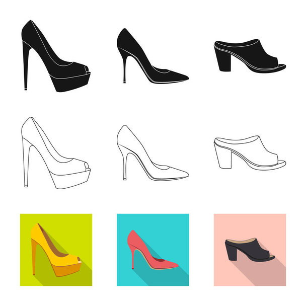 Isolated object of footwear and woman sign. Collection of footwear and foot stock symbol for web. - ベクター画像