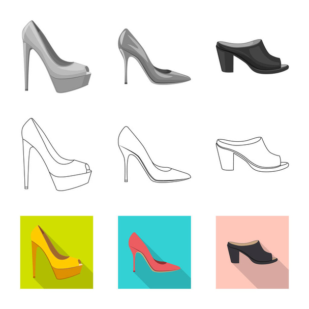 Isolated object of footwear and woman sign. Set of footwear and foot stock symbol for web. - Vector, imagen