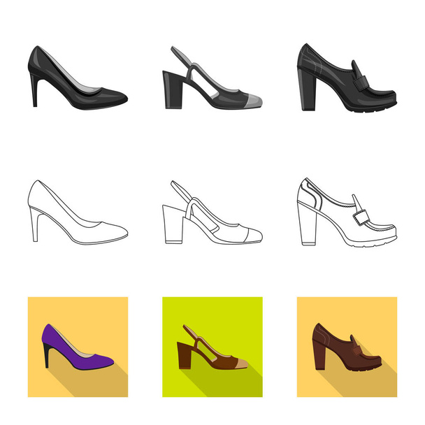 Vector design of footwear and woman logo. Collection of footwear and foot stock vector illustration. - ベクター画像
