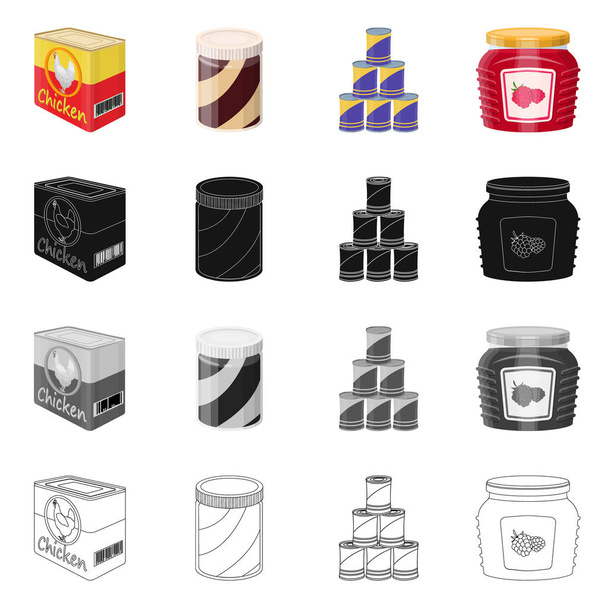 Illustrazione vettoriale di lattina e logo alimentare. Set di lattina e pacchetto stock simbolo per il web
. - Vettoriali, immagini