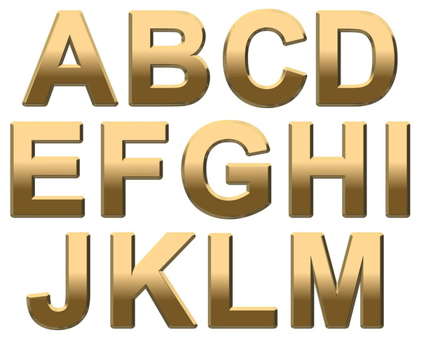 Gold Alphabet Letters A- M - Zdjęcie, obraz