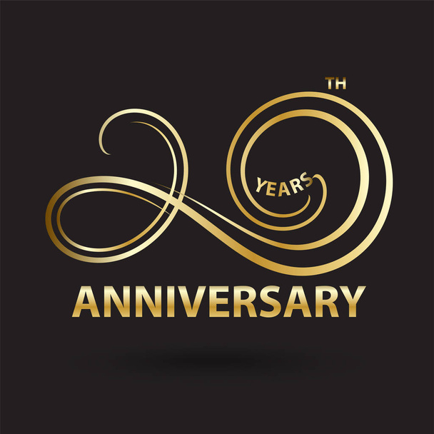 golden 20th anniversary logo and sign, gold celebration symbol  - Photo, Image