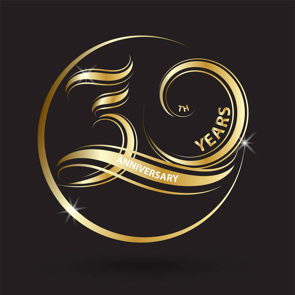 golden 30th anniversary sign and logo for gold celebration symbol - Photo, Image
