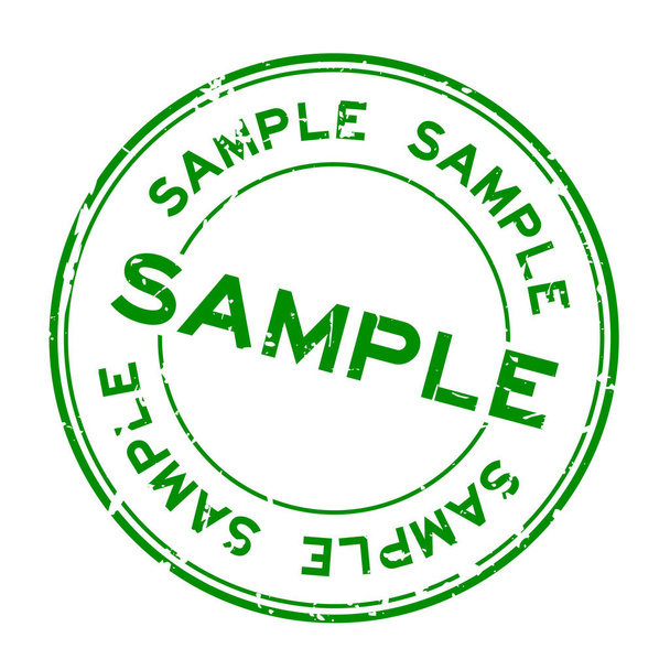 Grunge green sample word round rubber seal stamp on white background - Vector, Image