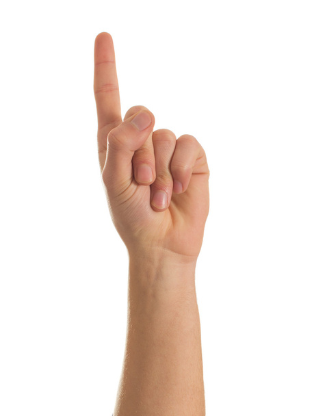 μεγέθυνση του το ανθρώπινο δάχτυλο δείχνει σημάδι ειρήνης - Φωτογραφία, εικόνα