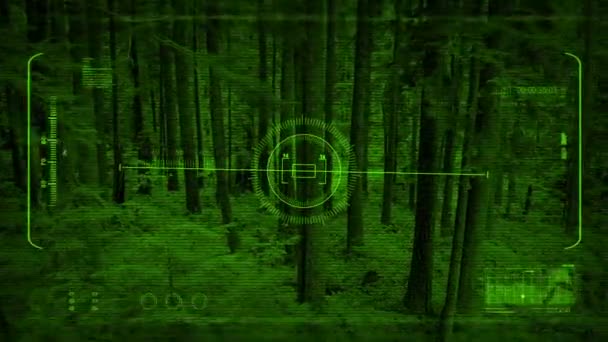 Visão noturna de drones voando lentamente através de árvores
 - Filmagem, Vídeo