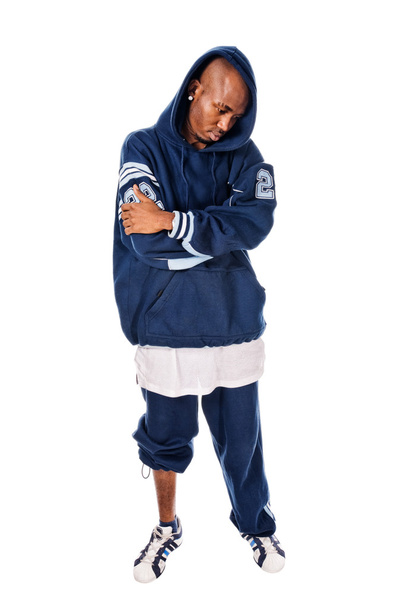 Cool young hip-hop man on white background - Foto, imagen