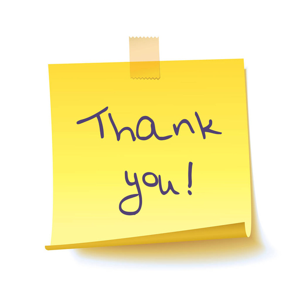 Желтая записка с текстом "Спасибо
!" - Вектор,изображение