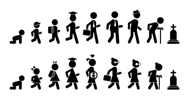 Wszystkich grup wiekowych mężczyzn i kobiet płaskie ikona - Wektor, obraz