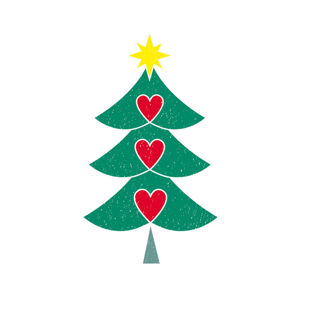 Рождественская елка с тремя сердцами
. - Вектор,изображение