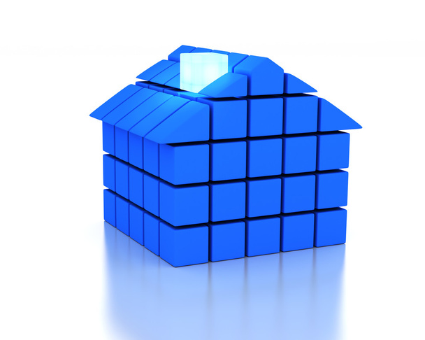 3D modrá dům - Fotografie, Obrázek