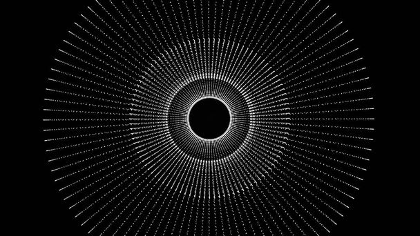 Futurystyczny koło tło, tunel wykonany z kolorowych kropek i światła. Geometryczne abstrakcyjny kształt pętli z kanału alfa. Geometryczny światła. Piękne animacje wielobarwne latający migotania - Zdjęcie, obraz