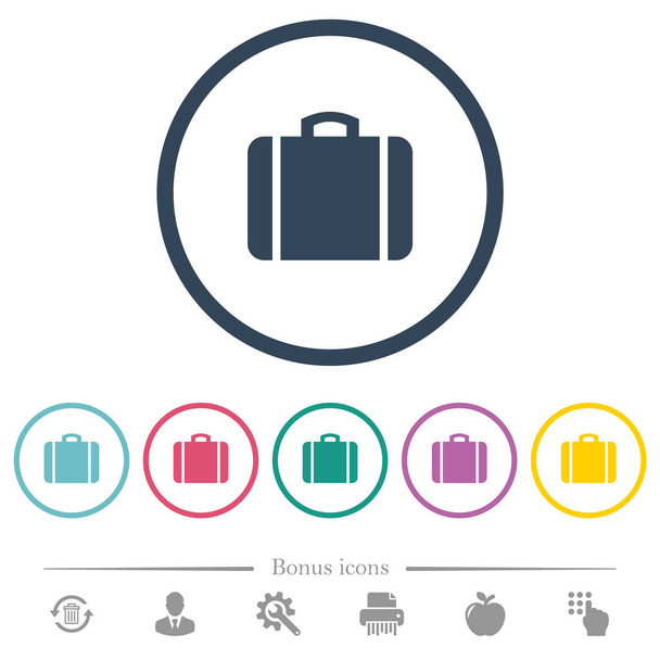 Iconos de color plano maleta en contornos redondos. 6 iconos de bonificación incluidos
. - Vector, imagen