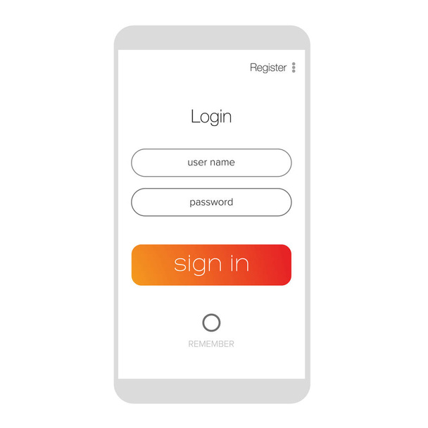 Мобильное приложение Login UX
  - Вектор,изображение
