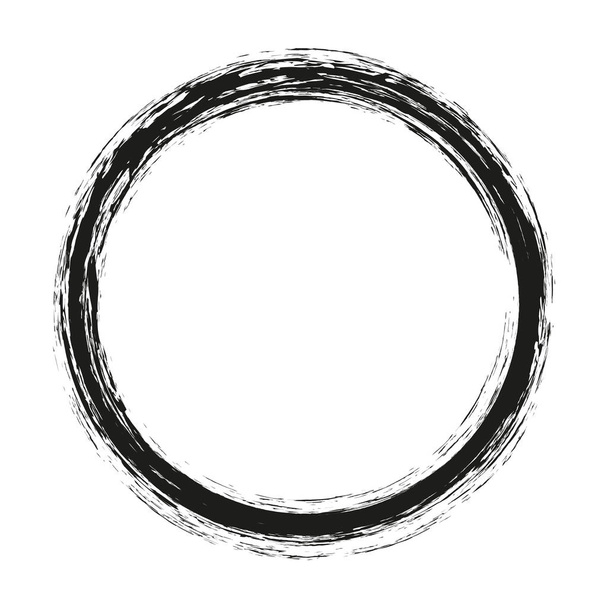 白い背景のペイントのブラシ ストローク円をベクトルします。インクの手には、ペイント ブラシの円が描画されます。ロゴ、デザイン要素ベクトル イラスト。黒い抽象円. - ベクター画像