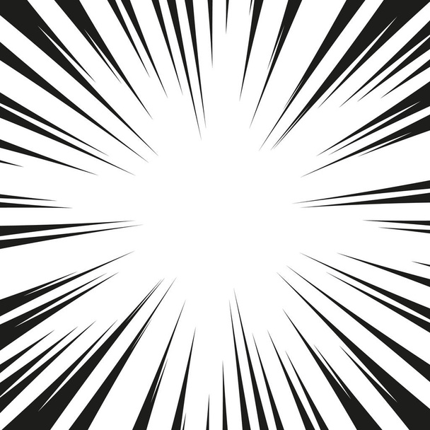 Πολλές γραμμές μαύρο κωμικό ακτινική ταχύτητα σε λευκή βάση. Επίδραση δύναμη έκρηξης εικονογράφηση. Στοιχείο σχεδιασμού comic book. Γραφικό έκρηξη με ταχύτητα γραμμές σε στυλ κόμικ. Διάνυσμα - Διάνυσμα, εικόνα