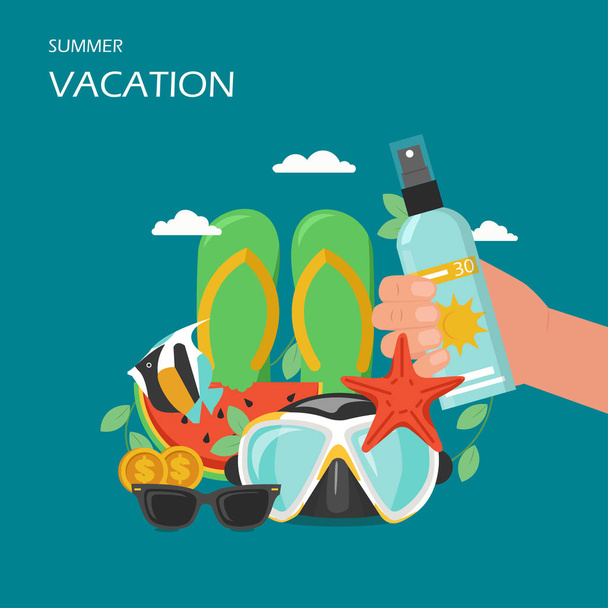 Summer vacation vector flat style design illustration - Вектор, зображення