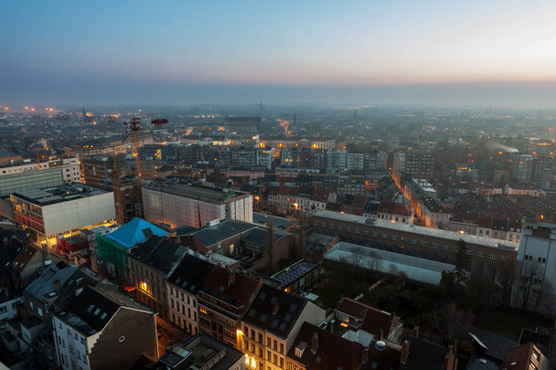 At sunrise with a beautiful view over Ghent in winter - Photo, image