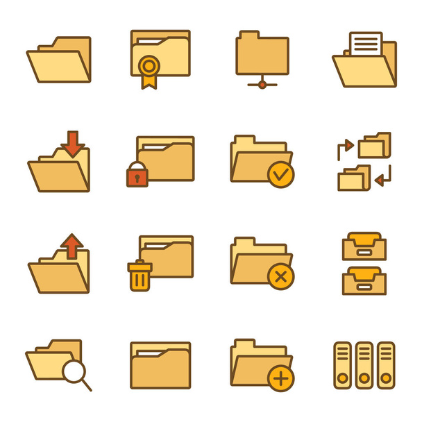 Folder icons pack. Isolated symbols collection  - Vetor, Imagem
