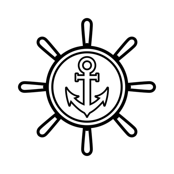silhouette ship anchor logo, vector design - Vetor, Imagem