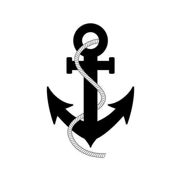 sylwetka okrętu kotwica logo, projekt wektor - Wektor, obraz