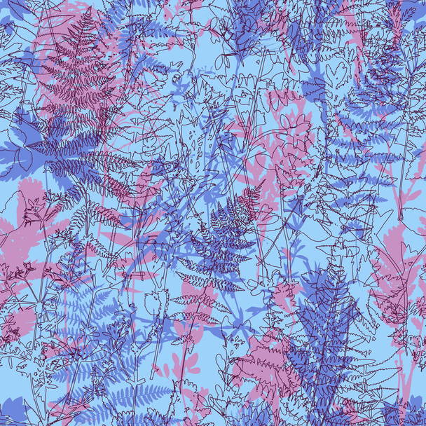seamless pattern with leaves silhouettes - Вектор,изображение